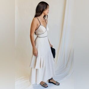 Chic Cream Maxi Dress with Black Accents